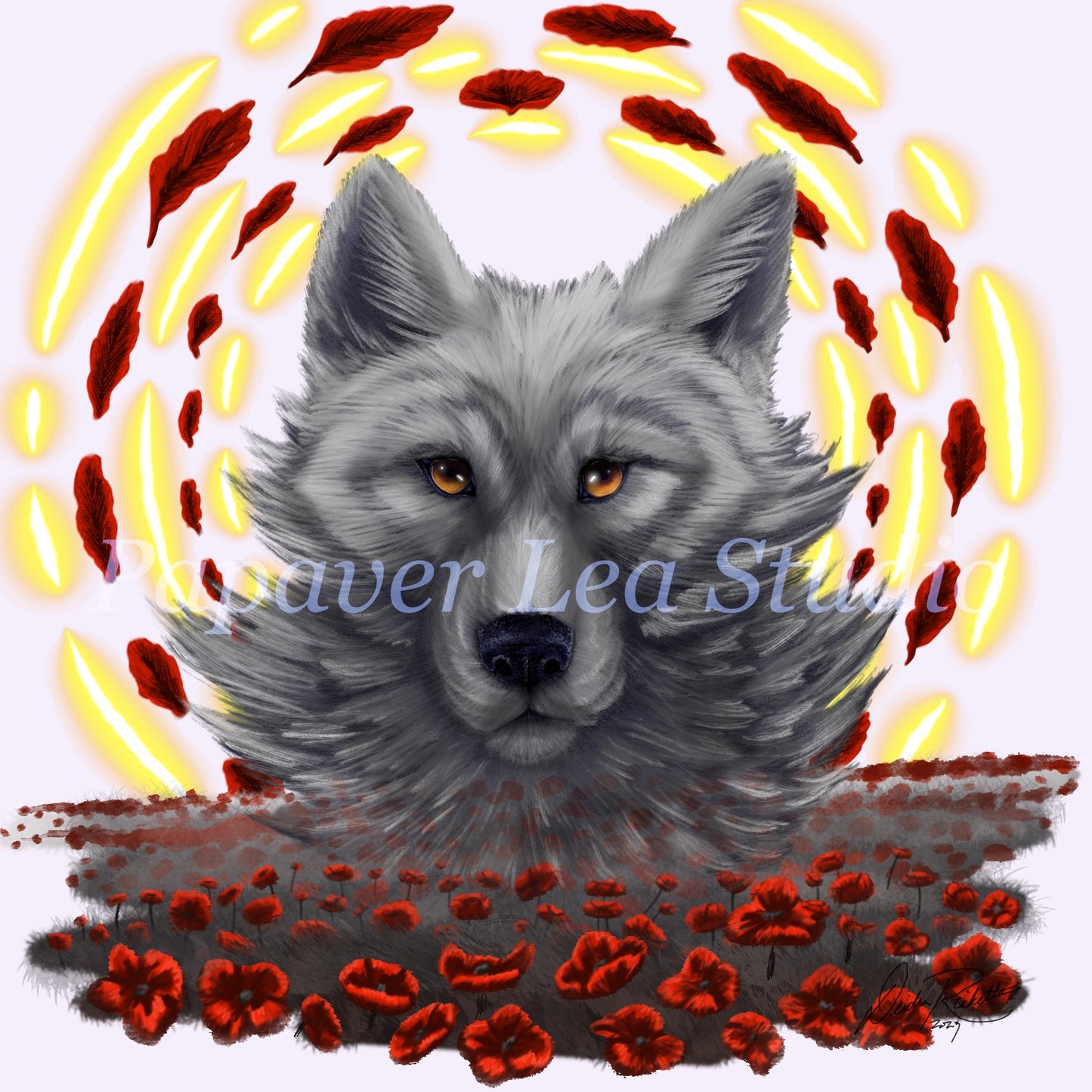 Red Meadow Wolf Print