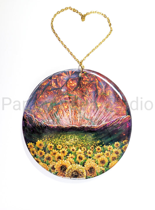 Resin Sunflower Field Painting